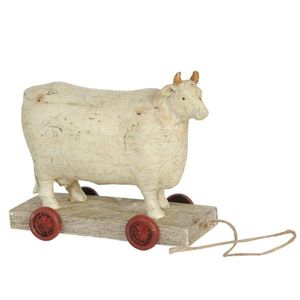 Dekorace kravička na kolečkách - 14*7*12 cm 6PR0034 obraz
