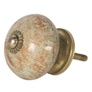 Vintage zelená úchytka z keramiky se zlatými kovovými detaily – Ø 4*4 cm 64480 obraz