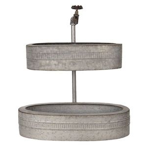 Šedý plechový retro květináč / etažér - 49*22*55 cm 6Y3741 obraz