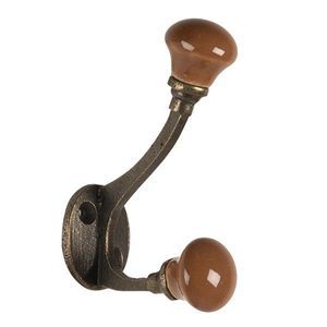 Nástěnný kovový háček s hnědou knopkou - 5*3*9 cm 64782CH obraz