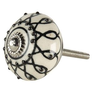 Bílo černá keramická úchytka - 4*6 cm 64792 obraz