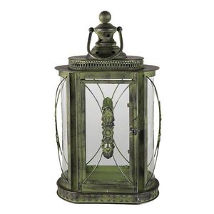 Zeleno hnědá kovová lucerna Greeny - 29*19*52 cm 6Y4590 obraz