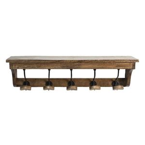 Dřevěný nástěnný věšák s 5-ti háčky Firon - 70*17*17 cm 5H0553 obraz