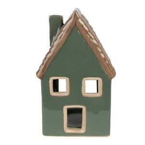Zelený porcelánový domek svícen na čajovou svíčku Candle House - 9*8*15 cm 6CE1601 obraz