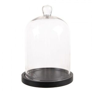 Černý dřevěný podnos se skleněným poklopem - Ø 15*21 cm 6GL4485 obraz