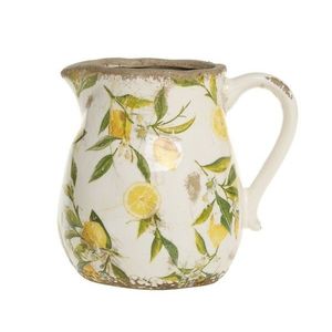 Béžový baňatý keramický džbán s citróny Limone - 13*16 cm 65084019 obraz