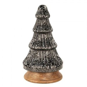 Skleněná vánoční dekorace třpytivého stříbrného stromečku - 13*24 cm 65386 obraz