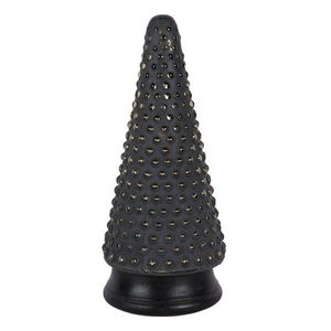 Skleněná vánoční dekorace černozlatého stromečku - 14*31 cm 65384 obraz