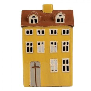 Žlutý keramický svícen na čajovou svíčku domek Amster Village - 12*8*18 cm 6CE1885 obraz