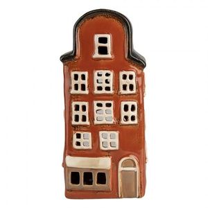 Cihlový keramický svícen na čajovou svíčku domek Amster Village - 12*9*25 cm 6CE1871 obraz