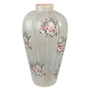 Zelená keramická dekorační váza s květy Floria - Ø 17*28 cm 6CE1970S obraz