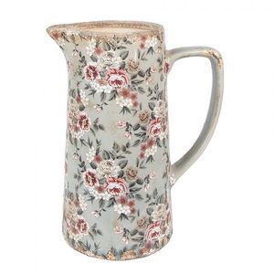 Zelený keramický dekorační džbán s květy Floria L - 21*14*26 cm 6CE1971L obraz