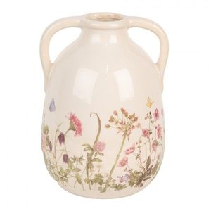 Keramická váza s oušky a lučními květy Flowers of Love L - Ø 16*22 cm 6CE1947L obraz