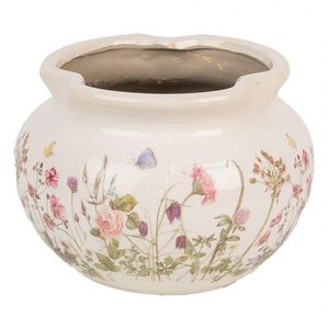 Keramický obal na květináč s lučními květy Flowers of Love L - Ø 23*16 cm 6CE1944L obraz