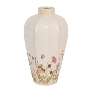 Béžová keramická váza s lučními květy Flowers of Love S - Ø 17*30 cm 6CE1938S obraz