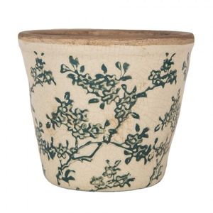 Keramický obal na květináč se zelenými kvítky Gian S - Ø 12*11 cm 6CE1976S obraz