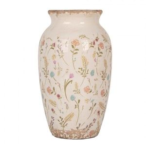 Béžová keramická váza s kvítky Floral Cartoon S - Ø 16*27cm 6CE1941S obraz