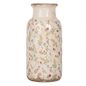 Béžová keramická váza s kvítky Floral Cartoon L - Ø 15*32 cm 6CE1931L obraz