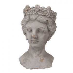 Šedý antik cementový květináč žena s korunkou - 14*15*24 cm 6TE0555 obraz