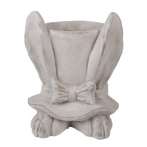 Šedý antik cementový květináč králičí uši s kloboukem L - 20*20*25 cm 6TE0553L obraz