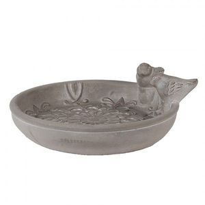 Šedé antik cementové krmítko pro ptáčky s ptáčky - 25*24*9 cm 6TE0561 obraz
