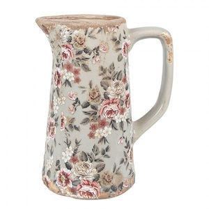 Zelený keramický dekorační džbán s květy Floria M - 16*11*20 cm 6CE1971M obraz
