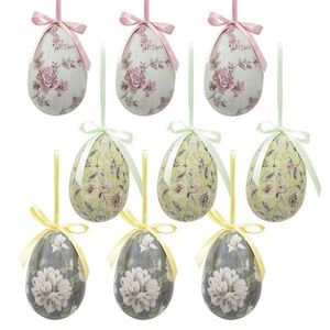 9ks dekorace závěsné vajíčko s květy Spring Egg - Ø 5*7cm 65906 obraz
