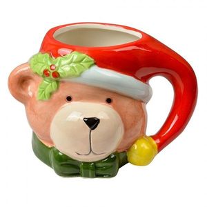 Keramický hrnek medvídek s červenou čepicí - 15*10*11 cm / 500ml 6CEMU0187 obraz