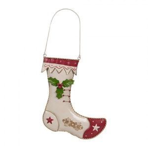Béžová nástěnná kovová vánoční punčocha - 23 * 2 * 28 cm 6Y5809 obraz