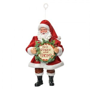 Červená závěsná vánoční dekorace Santa Claus držící ceduli - 10*6*17 cm 66250 obraz