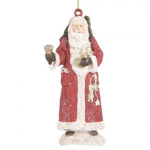 Vánoční závěsná dekorace Santa s nůší a dárky - 5*3*11 cm 6PR5533 obraz