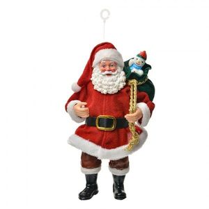 Červená závěsná vánoční dekorace Santa Claus držící pytel - 10*6*17 cm 66246 obraz