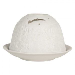 Bílý porcelánový svícen s domky a hvězdou Paollo - Ø 12*8 cm 6CE2208 obraz