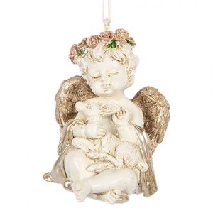 Béžovo-zlatá antik vánoční závěsná dekorace andílek Angel - 5*4*6 cm 6PR5707 obraz