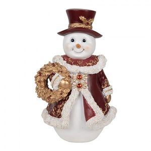 Dekorace sněhulák se zlatým věnečkem - 15*14*24 cm 6PR5703 obraz