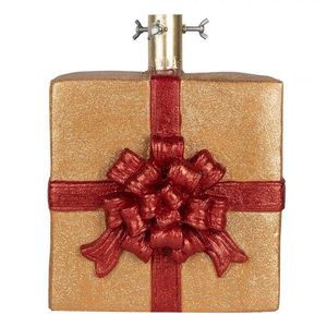 Červenozlatý stojan na stromek v podobě dárku - 26*25*32 cm 6MG0150 obraz