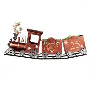 Červená kovová dekorace vláček na kolejích Christmas Train - 79*15*37 cm 5Y1308 obraz