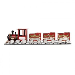 Červená kovová dekorace vláček na kolejích Christmas Train - 58*12*14 cm 5Y1299 obraz