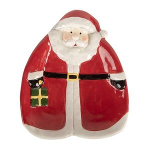 Červený dezertní keramický talířek Santa Claus - 20*16*4 cm 6CE2213R obraz