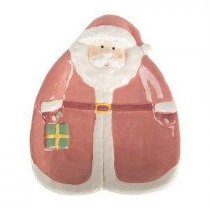 Růžový dezertní keramický talířek Santa Claus - 20*16*4 cm 6CE2213P obraz