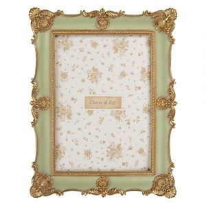 Zelený pastelový fotorámeček se zlatým zdobením - 18*2*23 cm / 13*18 cm 2F1354M obraz
