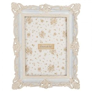 Modrý pastelový fotorámeček s béžovým zdobením - 18*3*23 cm / 13*18 cm 2F1355M obraz