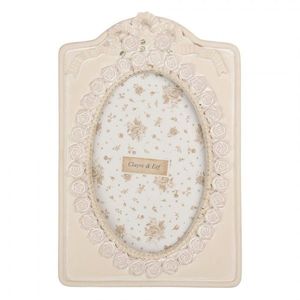 Béžový antik fotorámeček s růžičkami a mašlí - 14*2*21 cm / 10*15 cm 2F1357 obraz