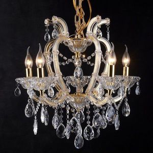 Zlatý kovový křišťálový lustr Sotto - Ø 53*55 cm E14/max 5x40W 5LL-CR165 obraz