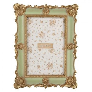 Zelený pastelový fotorámeček se zlatým zdobením - 15*2*21 cm / 10*15 cm 2F1354S obraz