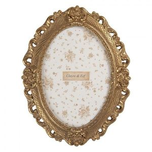 Zlatý antik oválný fotorámeček se zdobením - 19*2*24 cm / 13*18 cm 2F1348M obraz