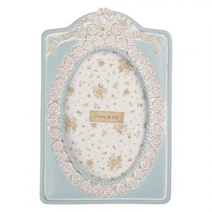 Modrý pastelový fotorámeček s růžičkami a mašlí - 14*2*21 cm / 10*15 cm 2F1358 obraz