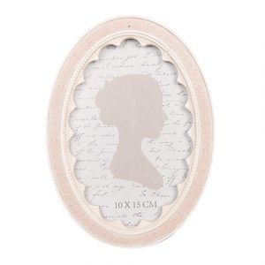 Patelově růžový oválný fotorámeček se zdobením - 13*2*18 cm / 10*15 cm 2F1307 obraz