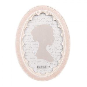 Patelově růžový oválný fotorámeček se zdobením - 15*2*20 cm / 13*18 cm 2F1306 obraz