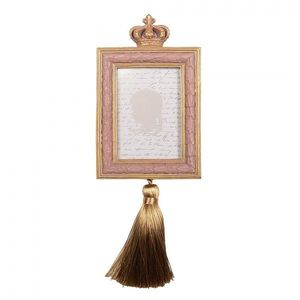 Růžovo-zlatý fotorámeček se střapcem a korunkou - 9*2*25 cm / 6*9 cm 2F1308 obraz